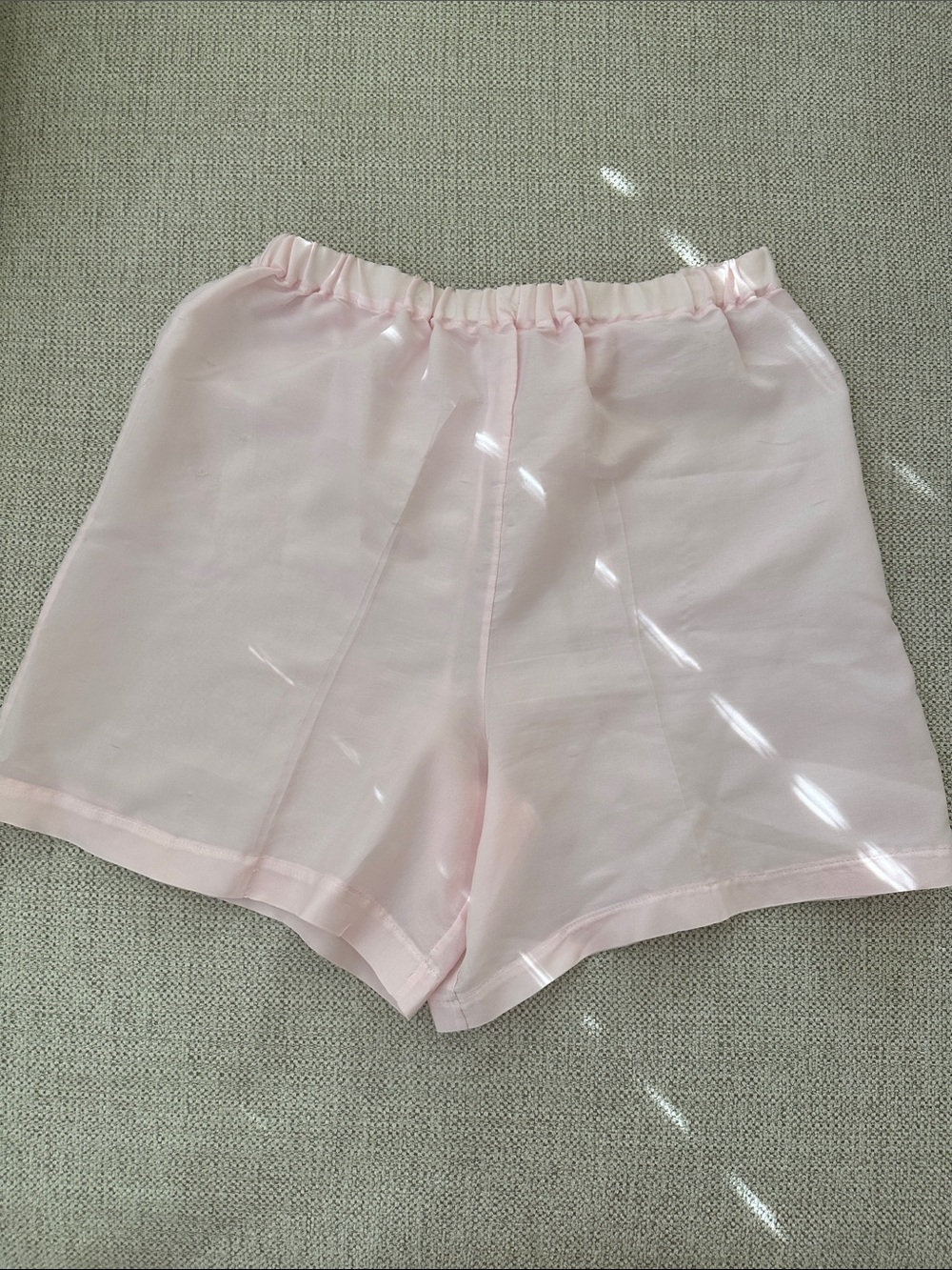 Women's Light Pink Elastic Waist Sheer Shorts